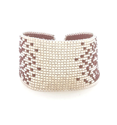 Brazalete Telar Plata Grueso Difuminado Rojo